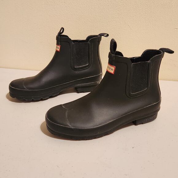 Hunter Boots Big Kids Original Chelsea Black Rain Boots Size 4B / 5G US School - Picture 1 of 9